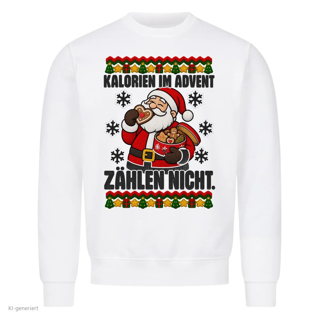 Weihnachtsmann Weihnachtspullover Kalorien im Advent zählen nicht - Ugly Christmas Sweater in Weiß