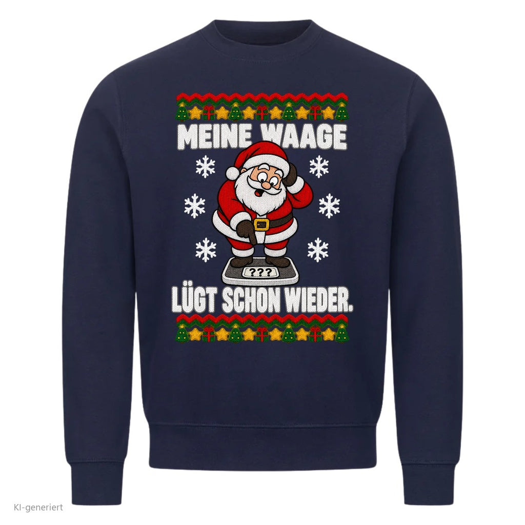 Weihnachtsmann Weihnachtspullover Meine Waage lügt - Ugly Christmas Sweater in Navy