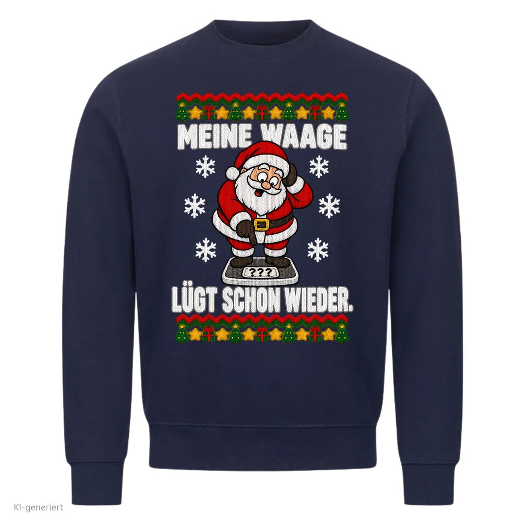 Weihnachtsmann Weihnachtspullover Meine Waage lügt - Ugly Christmas Sweater in Navy