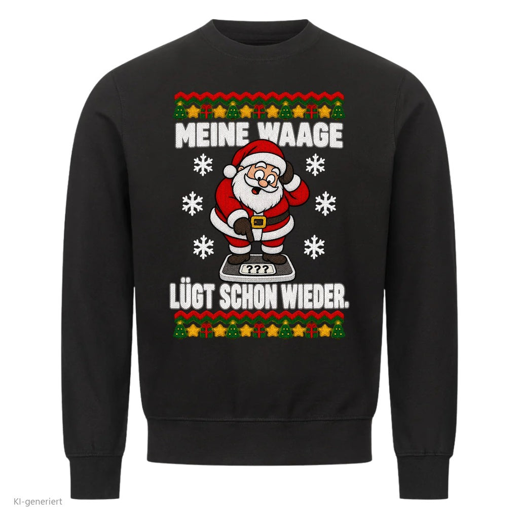 Weihnachtsmann Weihnachtspullover Meine Waage lügt - Ugly Christmas Sweater in Schwarz