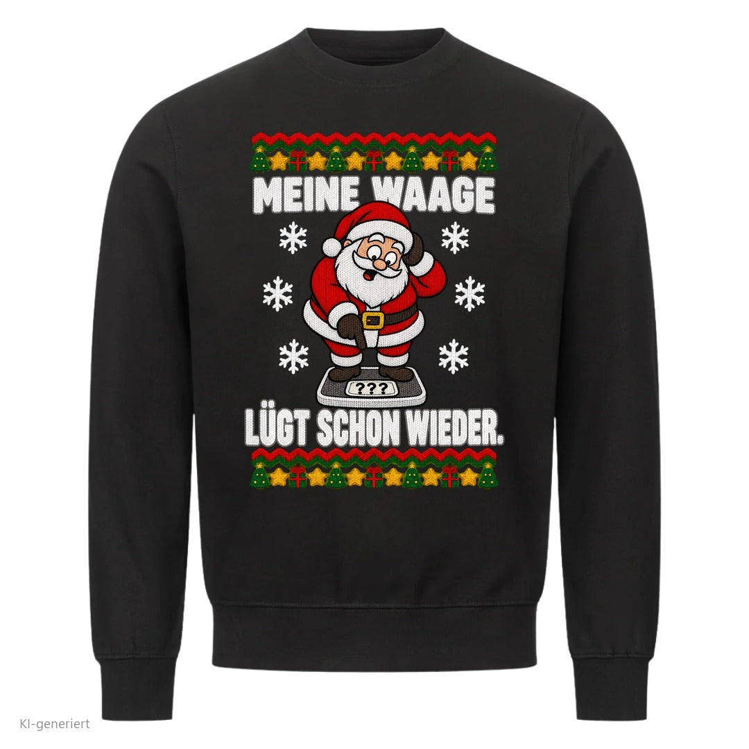Weihnachtsmann Weihnachtspullover Meine Waage lügt - Ugly Christmas Sweater in Schwarz