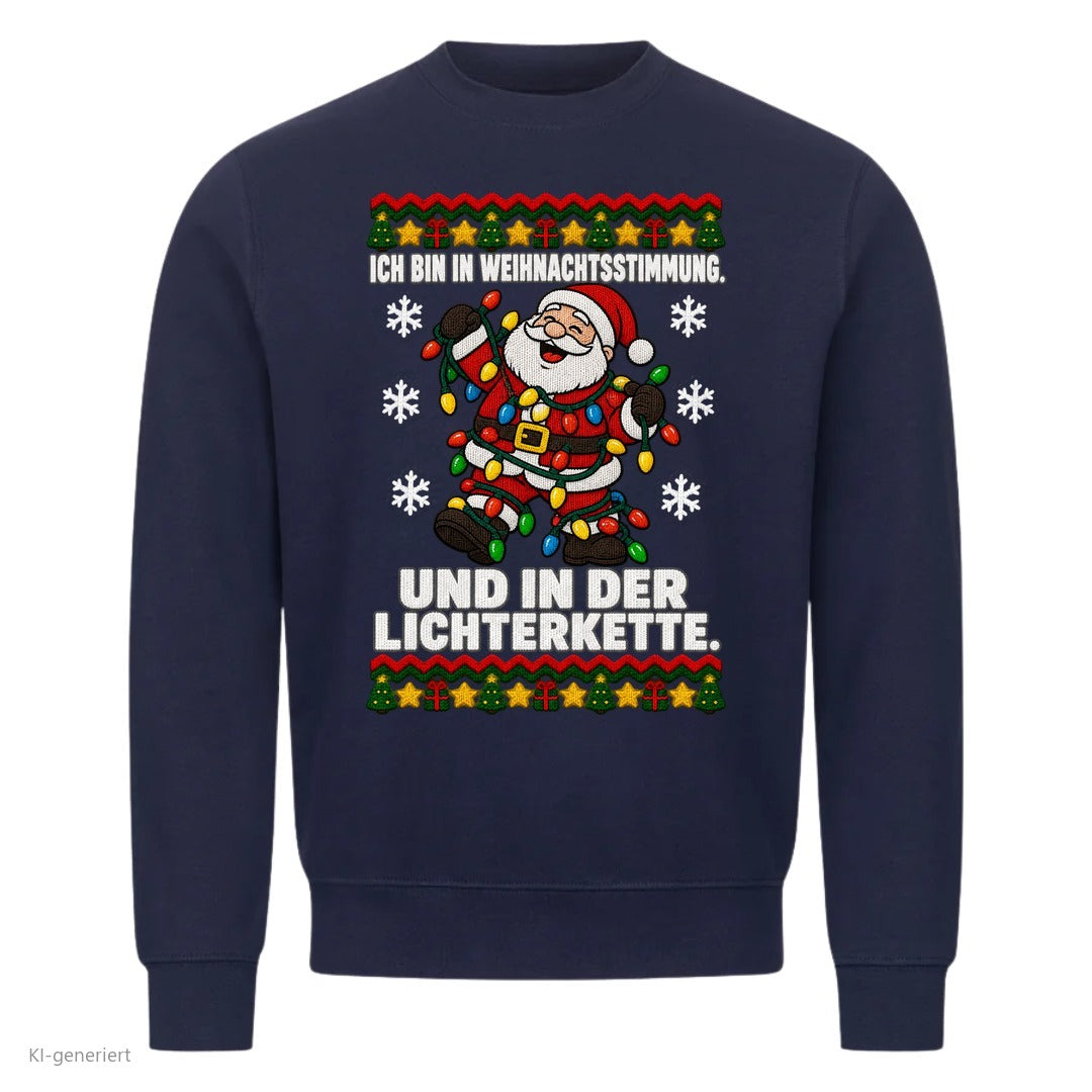 Weihnachtsmann Weihnachtspullover In Weihnachtsstimmung und in der Lichterkette - Ugly Christmas Sweater in Navy