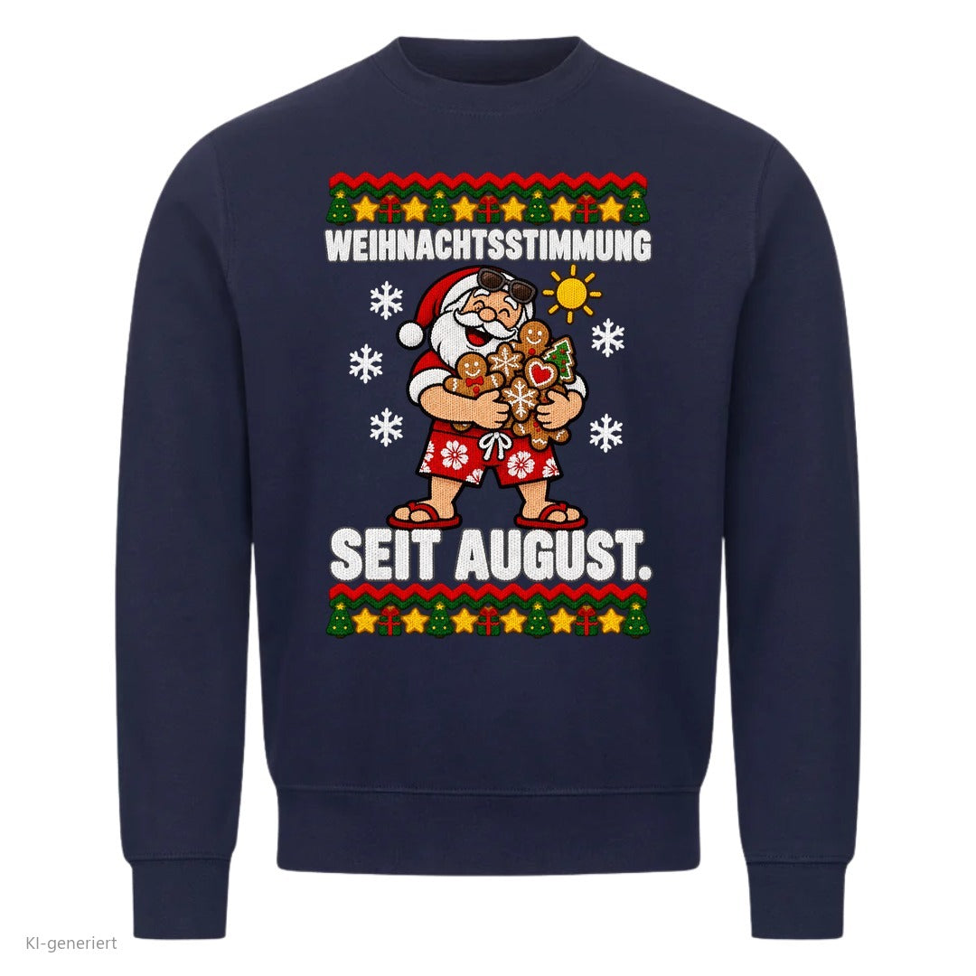 Weihnachtsmann Weihnachtspullover Weihnachtsstimmung seit August - Ugly Christmas Sweater in Navy
