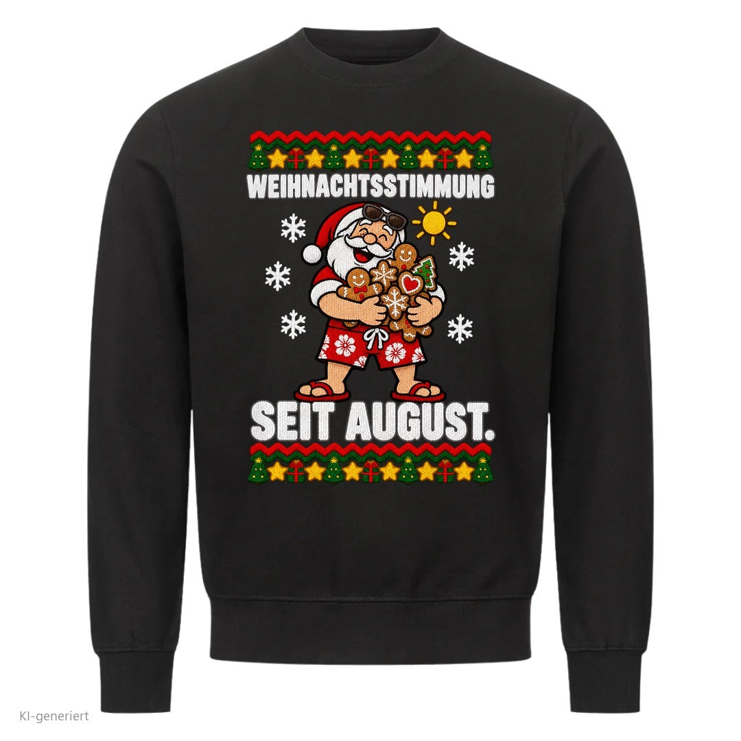 Weihnachtsmann Weihnachtspullover Weihnachtsstimmung seit August - Ugly Christmas Sweater in Schwarz