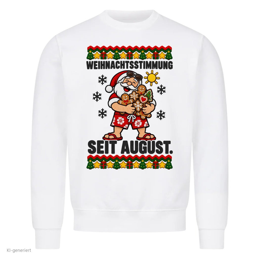 Weihnachtsmann Weihnachtspullover Weihnachtsstimmung seit August - Ugly Christmas Sweater in Weiß