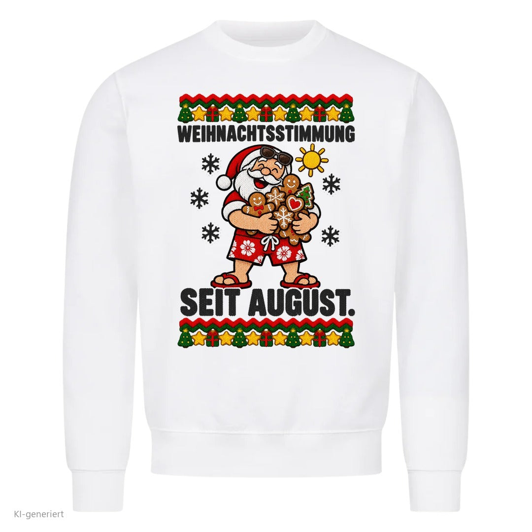 Weihnachtsmann Weihnachtspullover Weihnachtsstimmung seit August - Ugly Christmas Sweater in Weiß
