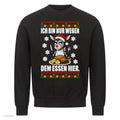 Esel Weihnachtspullover Nur wegen dem Essen - Ugly Christmas Sweater in Schwarz