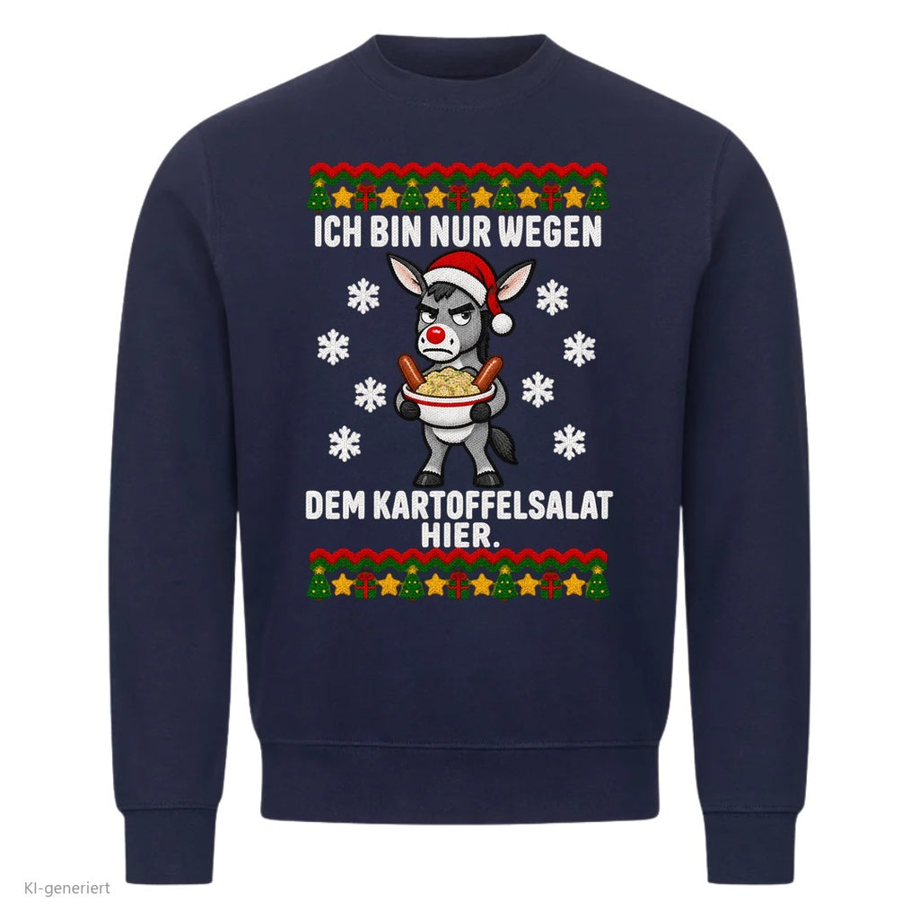 Esel Weihnachtspullover Nur wegen dem Kartoffelsalat - Ugly Christmas Sweater in Navy