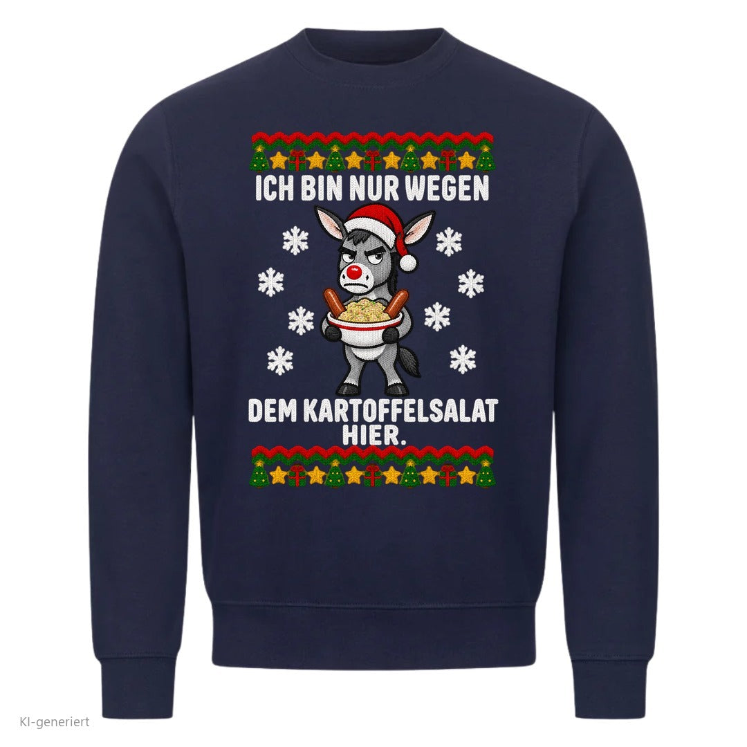 Esel Weihnachtspullover Nur wegen dem Kartoffelsalat - Ugly Christmas Sweater in Navy