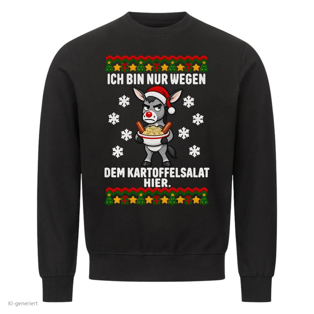Esel Weihnachtspullover Nur wegen dem Kartoffelsalat - Ugly Christmas Sweater in Schwarz