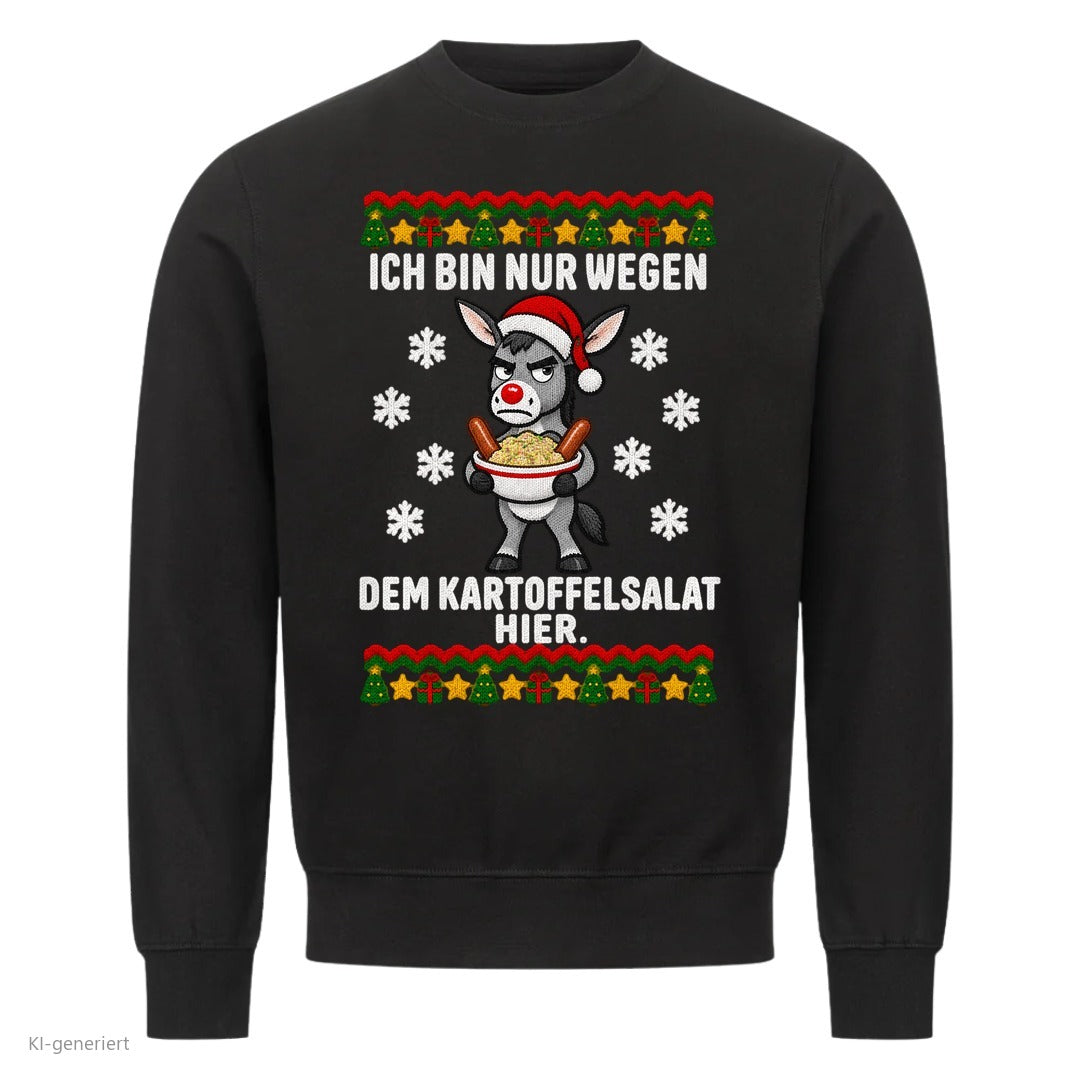 Esel Weihnachtspullover Nur wegen dem Kartoffelsalat - Ugly Christmas Sweater in Schwarz