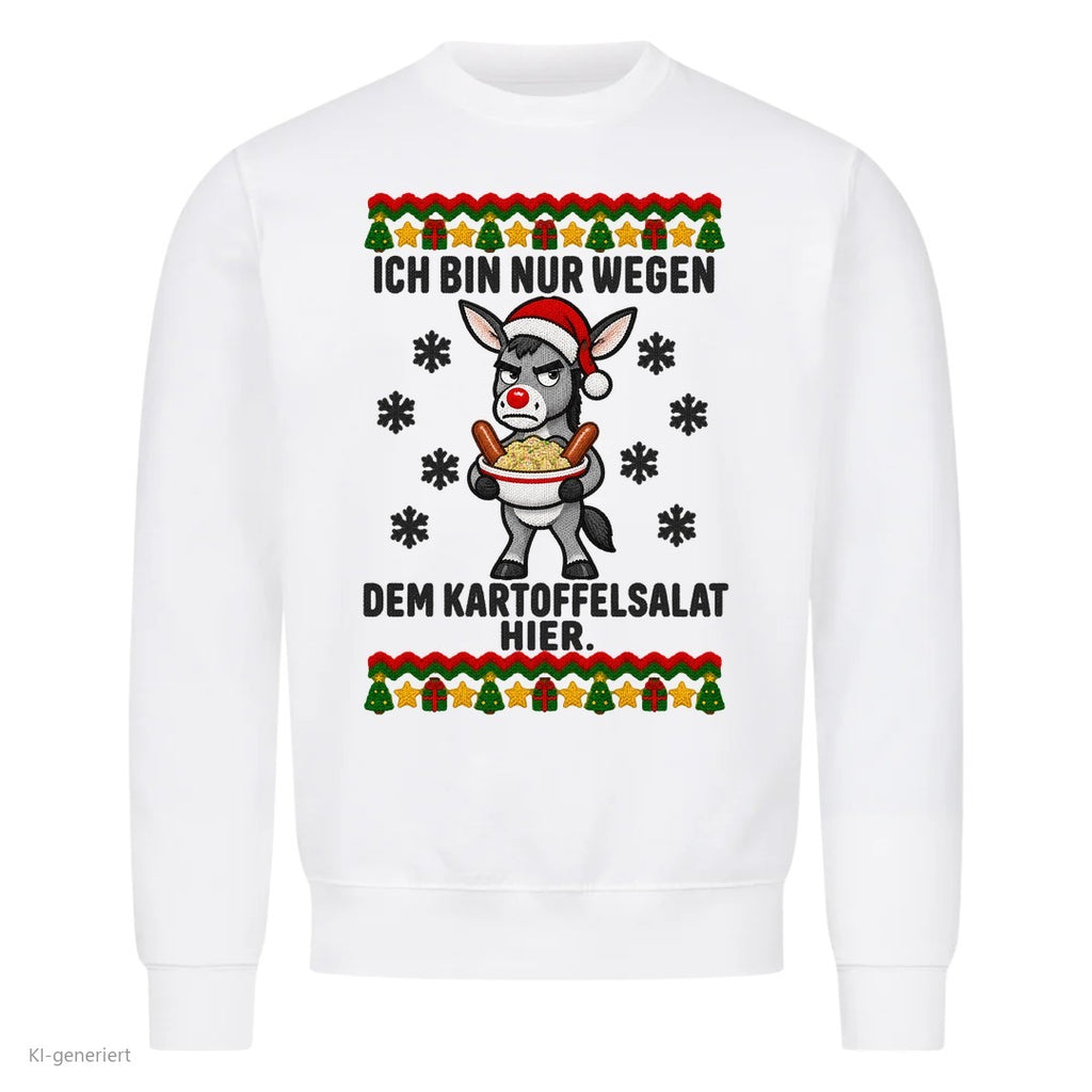 Esel Weihnachtspullover Nur wegen dem Kartoffelsalat - Ugly Christmas Sweater in Weiß