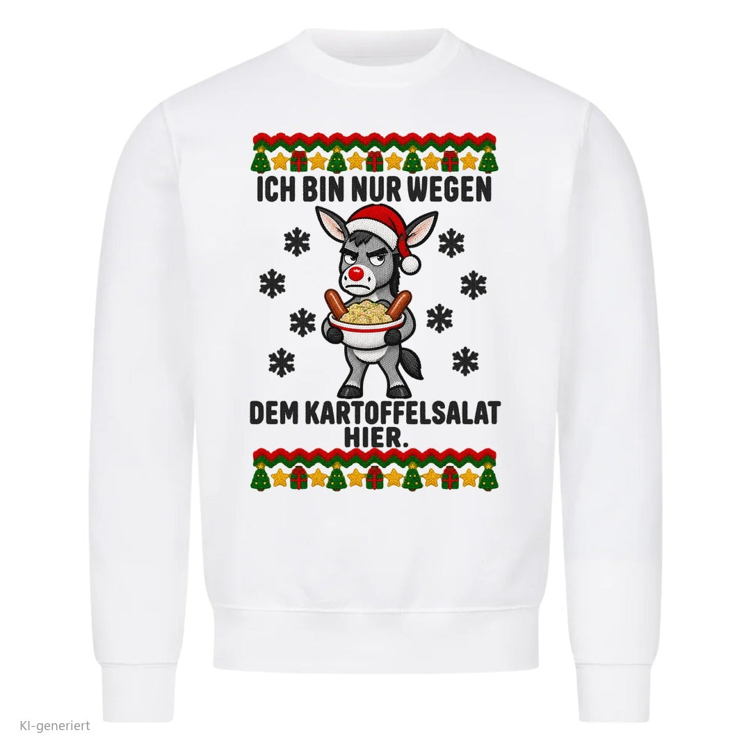 Esel Weihnachtspullover Nur wegen dem Kartoffelsalat - Ugly Christmas Sweater in Weiß