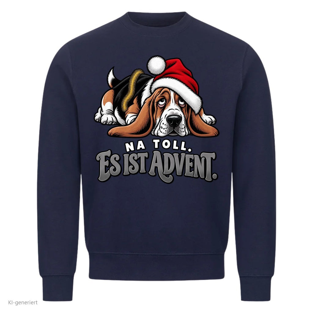Partner Weihnachtspullover Basset: Na toll. Es ist Advent - Sweatshirt in Navy