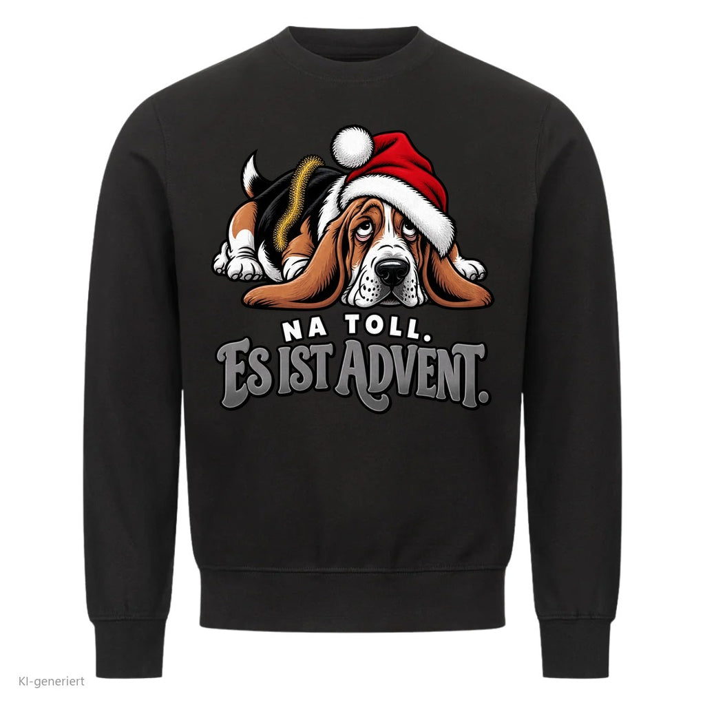 Partner Weihnachtspullover Basset: Na toll. Es ist Advent - Sweatshirt in Schwarz