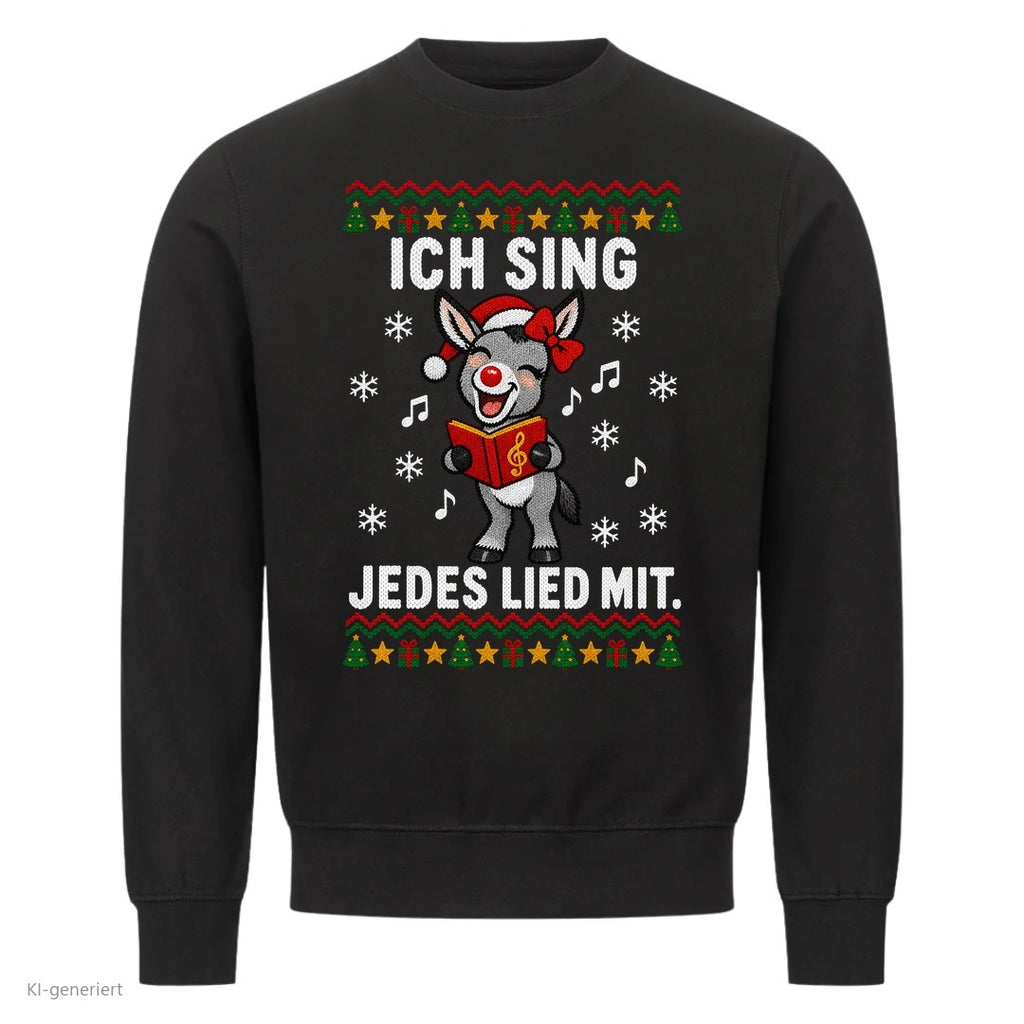 Partner Weihnachtspullover Esel: Ich sing jedes Lied mit - Sweatshirt in Schwarz