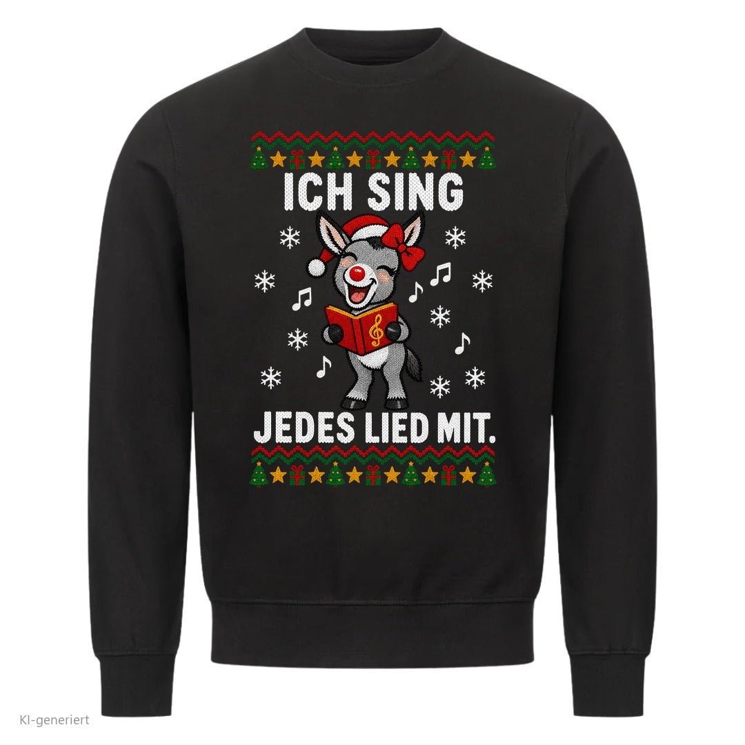 Partner Weihnachtspullover Esel: Ich sing jedes Lied mit - Sweatshirt in Schwarz