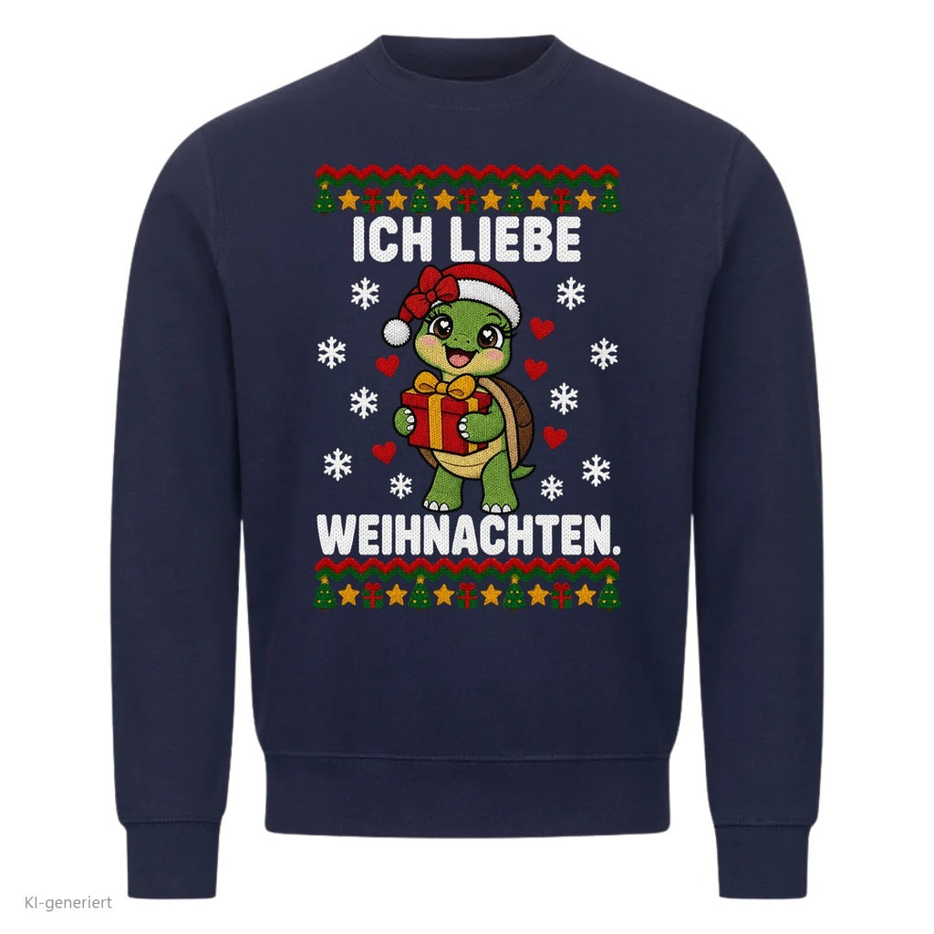 Partner Weihnachtspullover Schildkröte: Ich liebe Weihnachten - Sweatshirt in Navy