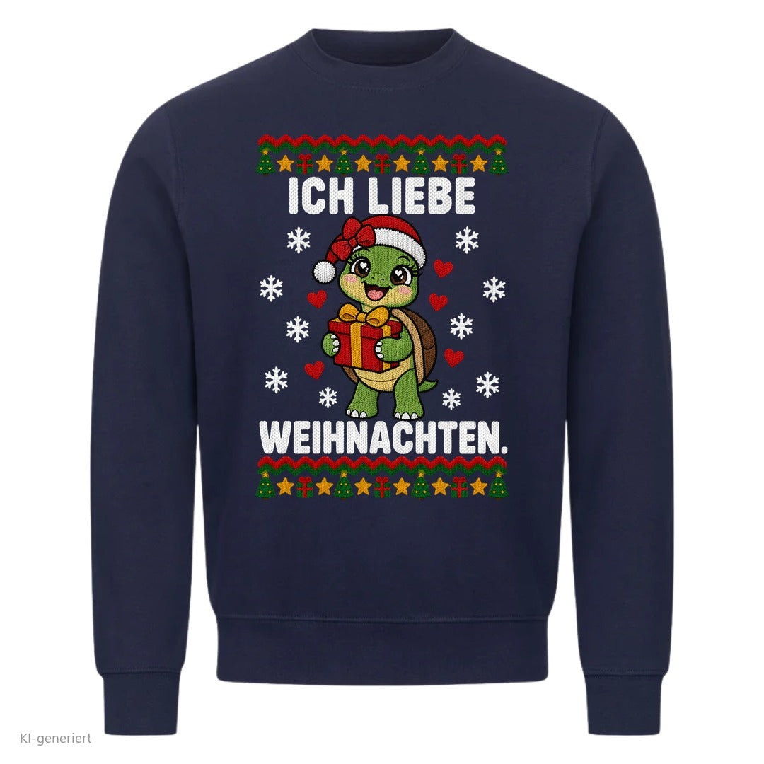 Partner Weihnachtspullover Schildkröte: Ich liebe Weihnachten - Sweatshirt in Navy