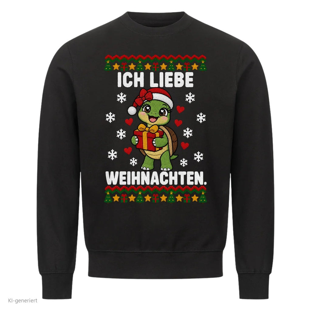 Partner Weihnachtspullover Schildkröte: Ich liebe Weihnachten - Sweatshirt in Schwarz