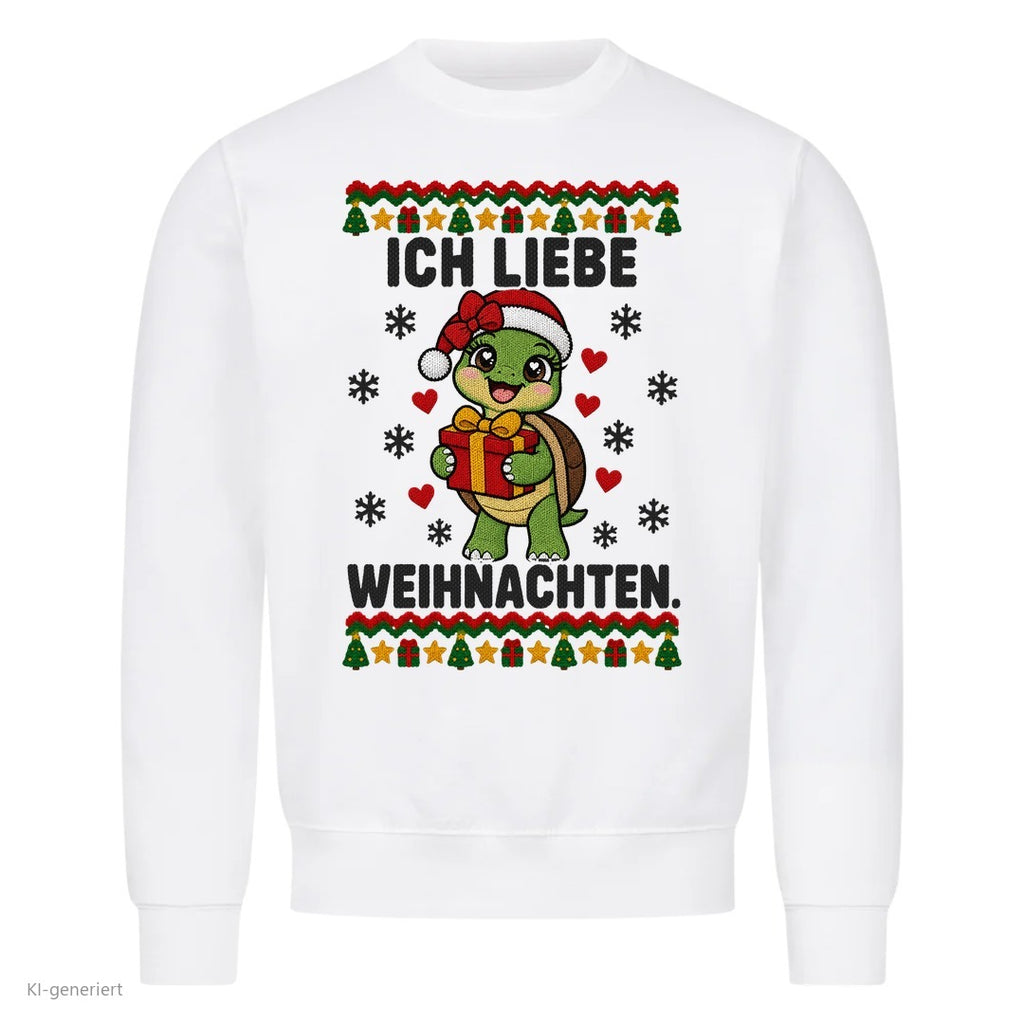 Partner Weihnachtspullover Schildkröte: Ich liebe Weihnachten - Sweatshirt in Weiß