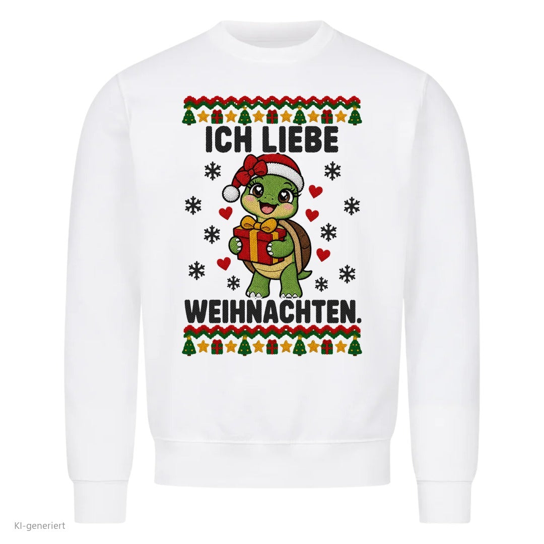 Partner Weihnachtspullover Schildkröte: Ich liebe Weihnachten - Sweatshirt in Weiß