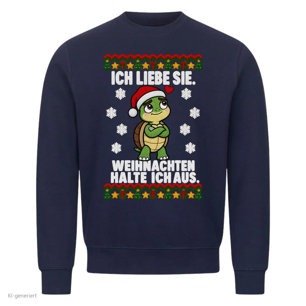 Partner Weihnachtspullover Schildkröte: Ich liebe sie. Weihnachten halte ich aus - Sweatshirt in Navy