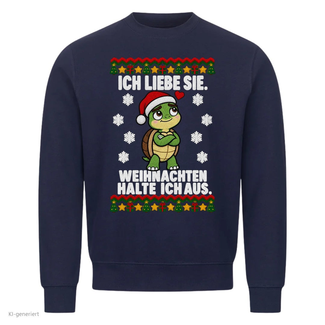 Partner Weihnachtspullover Schildkröte: Ich liebe sie. Weihnachten halte ich aus - Sweatshirt in Navy