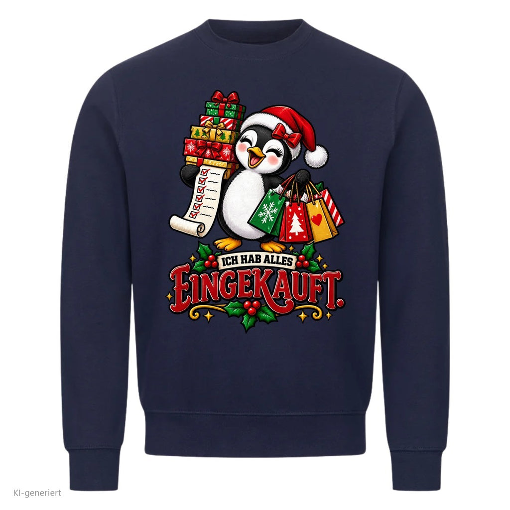 Partner Weihnachtspullover Pinguin: Ich hab alles eingekauft - Sweatshirt in Navy