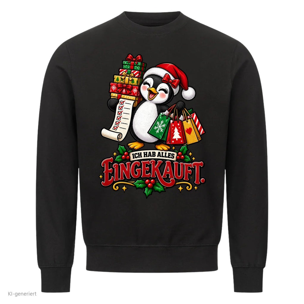 Partner Weihnachtspullover Pinguin: Ich hab alles eingekauft - Sweatshirt in Schwarz