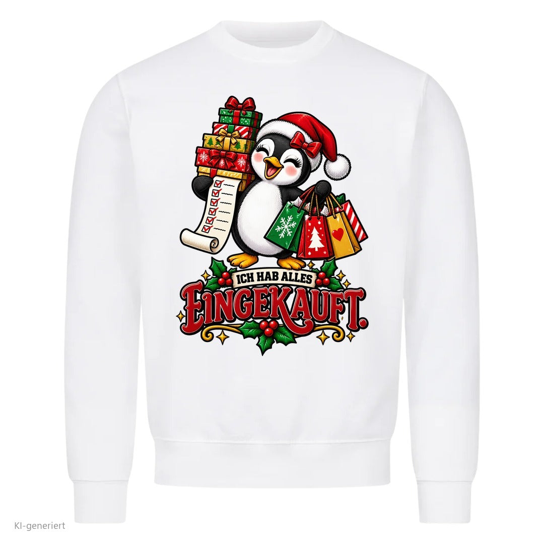 Partner Weihnachtspullover Pinguin: Ich hab alles eingekauft - Sweatshirt in Weiß