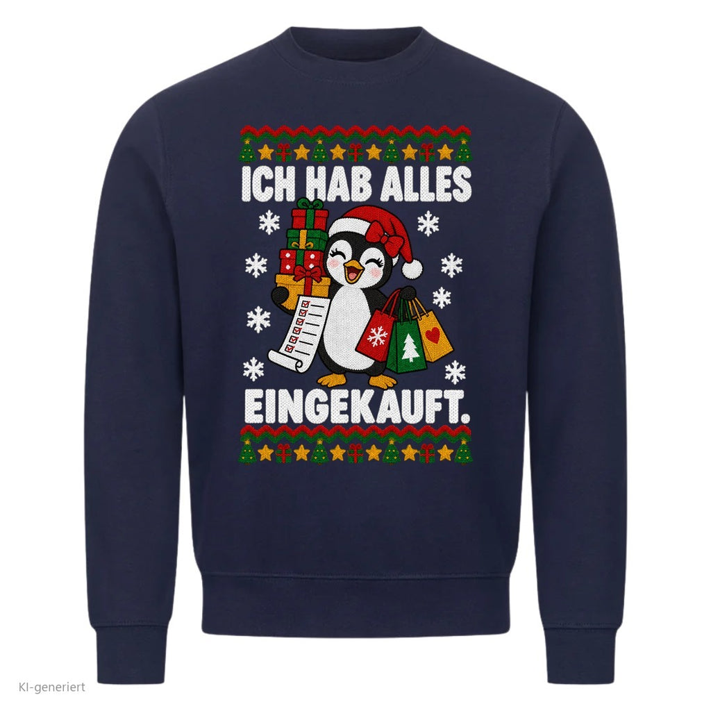 Partner Weihnachtspullover Pinguin: Ich hab alles eingekauft - Sweatshirt in Navy