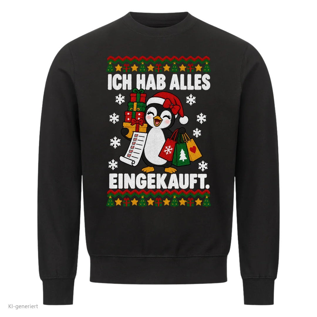Partner Weihnachtspullover Pinguin: Ich hab alles eingekauft - Sweatshirt in Schwarz