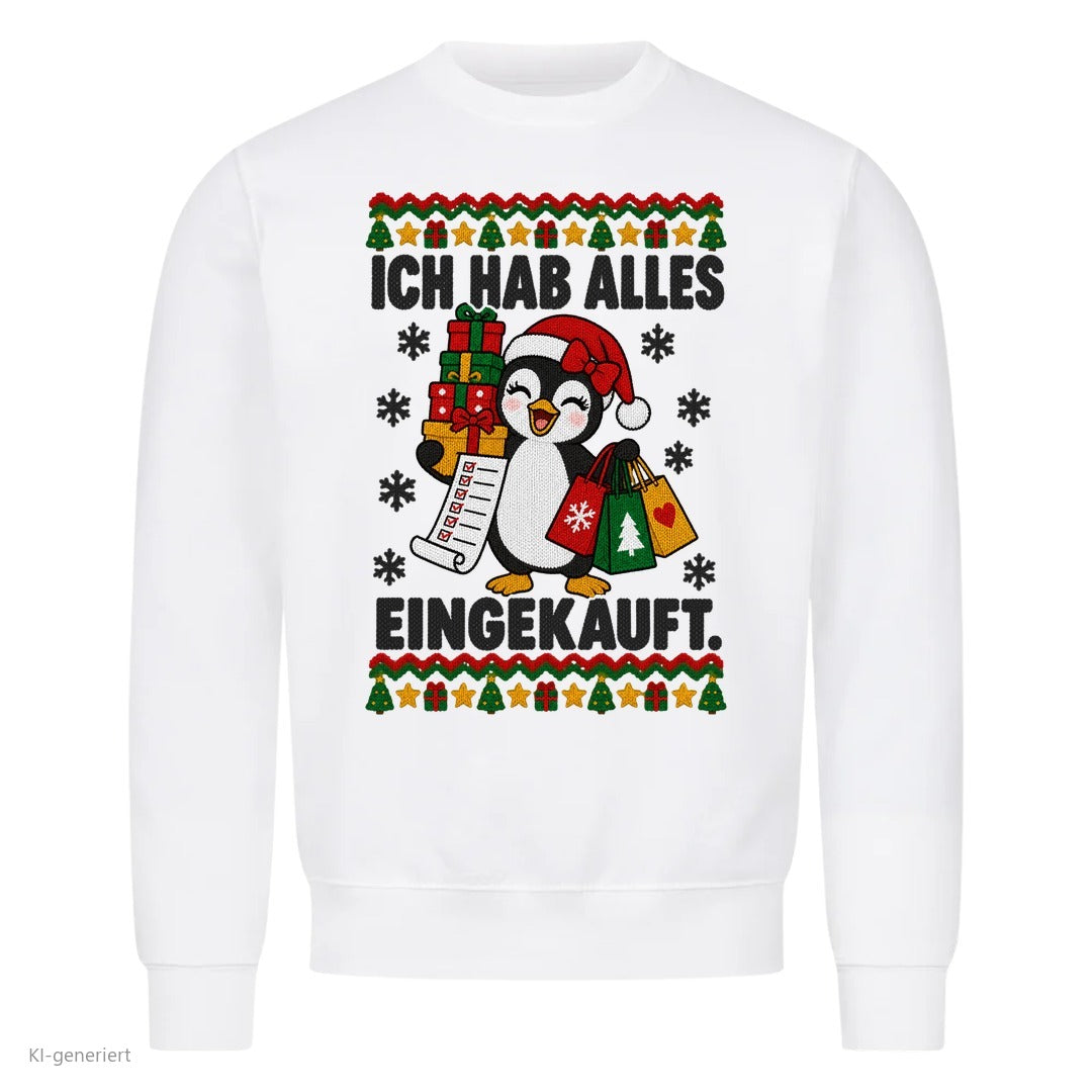 Partner Weihnachtspullover Pinguin: Ich hab alles eingekauft - Sweatshirt in Weiß