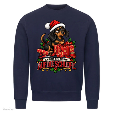 Ich halt den Finger auf die Schleife Pullover: Ich kümmere mich um die Geschenke Partner Weihnachtspullover