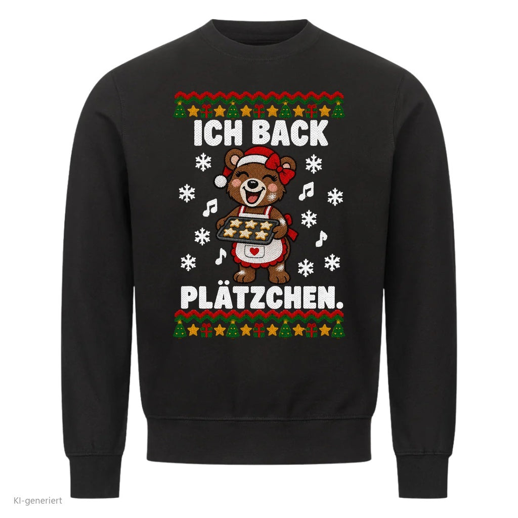 Partner Weihnachtspullover Bär: Ich back Plätzchen - Sweatshirt in Schwarz