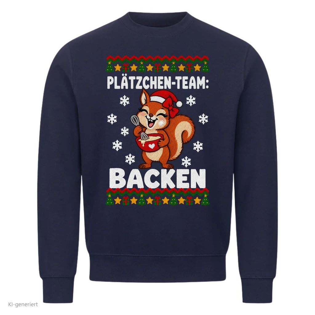 Partner Weihnachtspullover Eichhörnchen: Plätzchen-Team: Backen - Sweatshirt in Navy