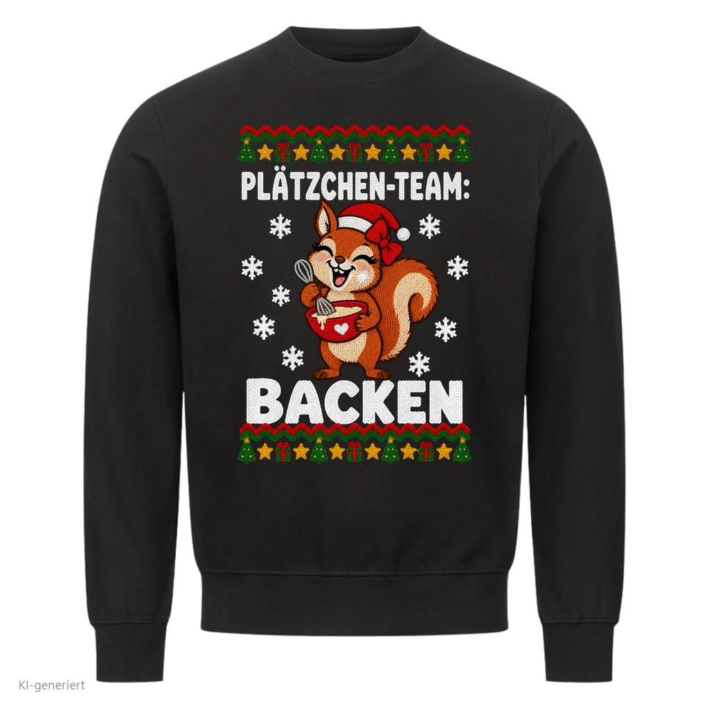 Partner Weihnachtspullover Eichhörnchen: Plätzchen-Team: Backen - Sweatshirt in Schwarz