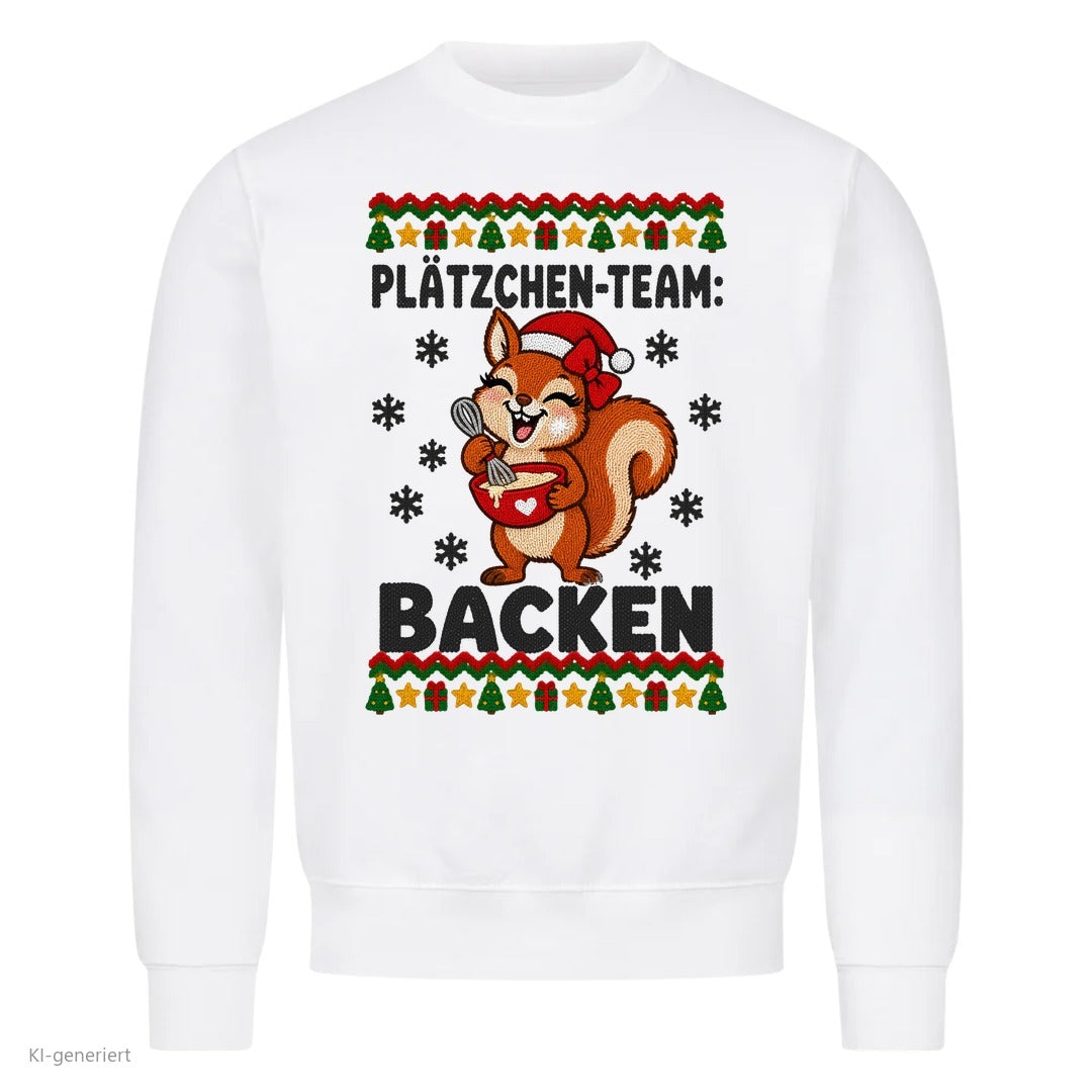 Partner Weihnachtspullover Eichhörnchen: Plätzchen-Team: Backen - Sweatshirt in Weiß