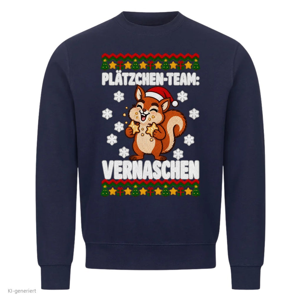 Partner Weihnachtspullover Eichhörnchen: Plätzchen-Team: Vernaschen - Sweatshirt in Navy
