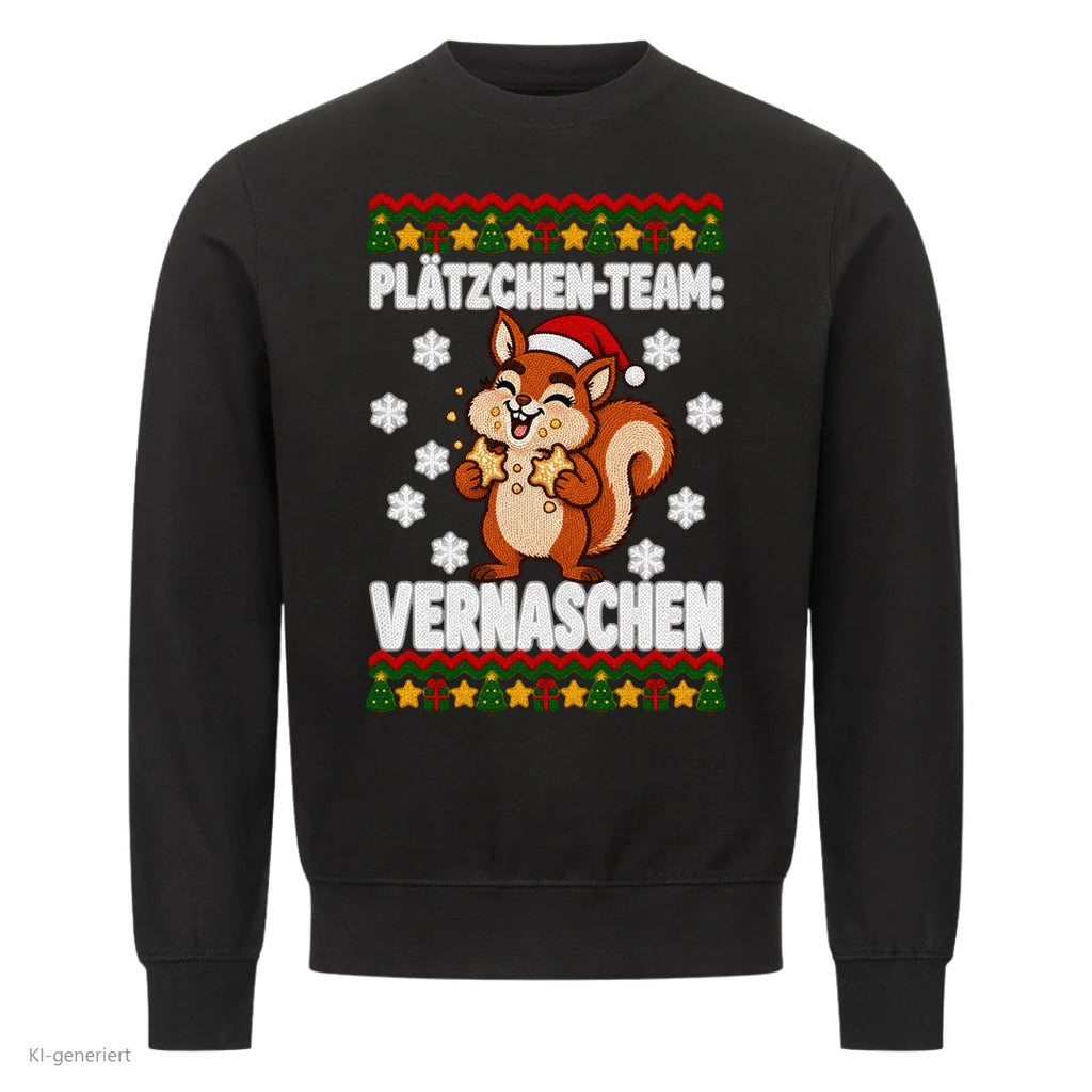 Partner Weihnachtspullover Eichhörnchen: Plätzchen-Team: Vernaschen - Sweatshirt in Schwarz