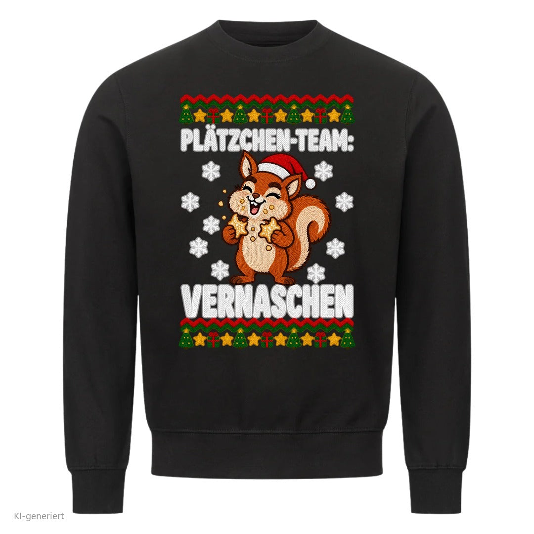 Partner Weihnachtspullover Eichhörnchen: Plätzchen-Team: Vernaschen - Sweatshirt in Schwarz