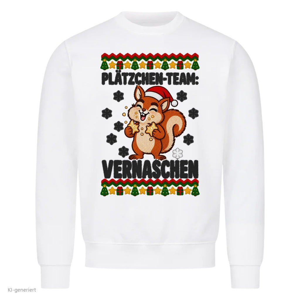 Partner Weihnachtspullover Eichhörnchen: Plätzchen-Team: Vernaschen - Sweatshirt in Weiß