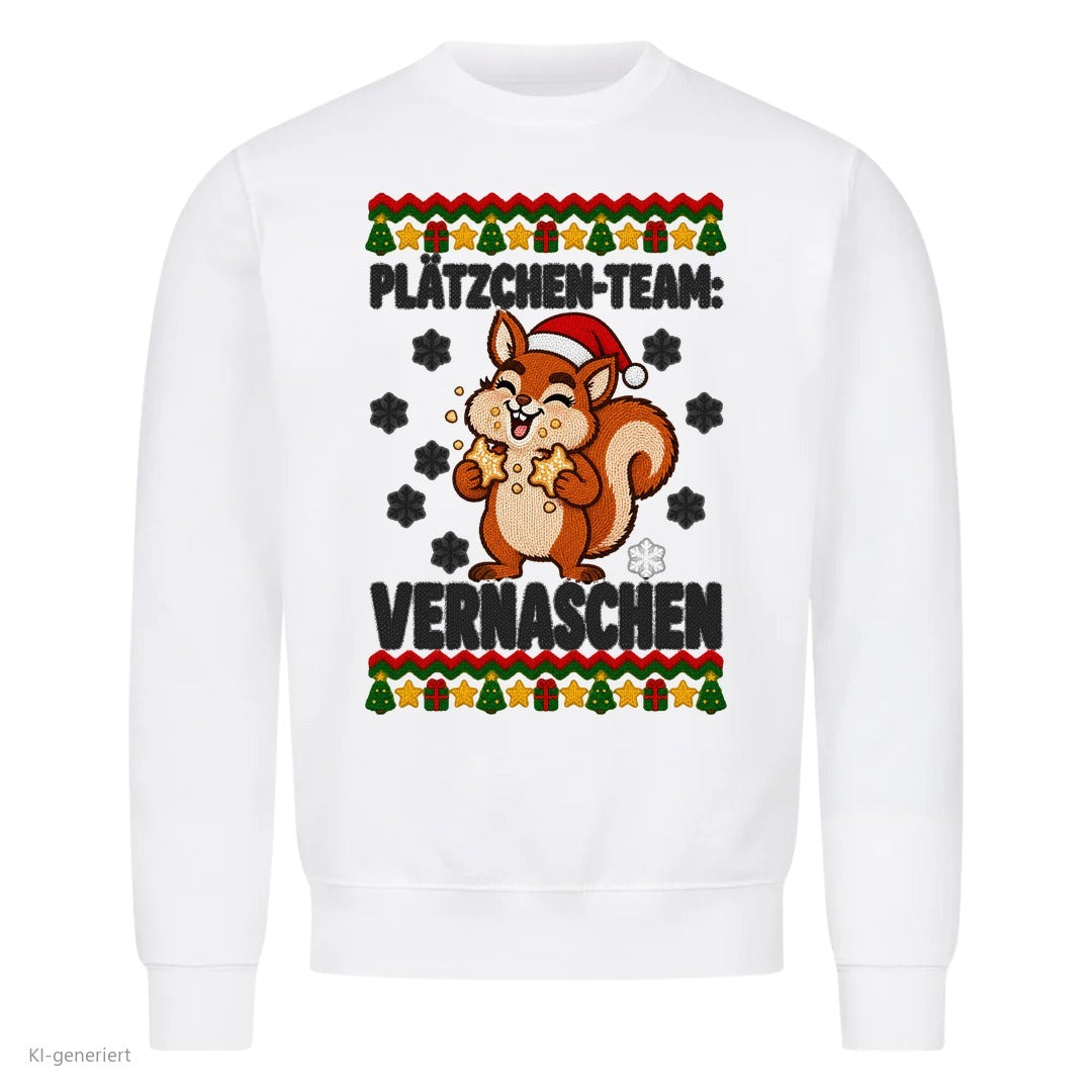 Partner Weihnachtspullover Eichhörnchen: Plätzchen-Team: Vernaschen - Sweatshirt in Weiß