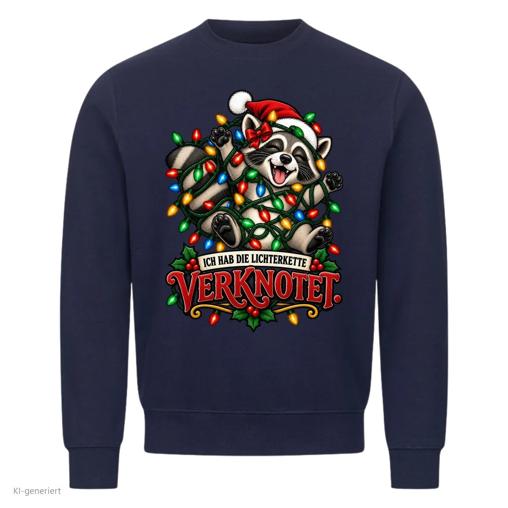Partner Weihnachtspullover Waschbär: Ich hab die Lichterkette verknotet - Sweatshirt in Navy