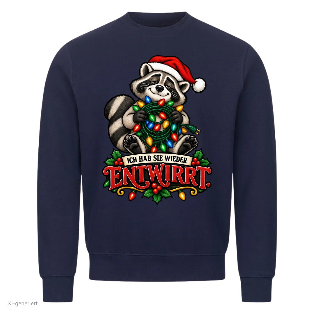 Partner Weihnachtspullover Waschbär: Ich hab sie wieder entwirrt - Sweatshirt in Navy