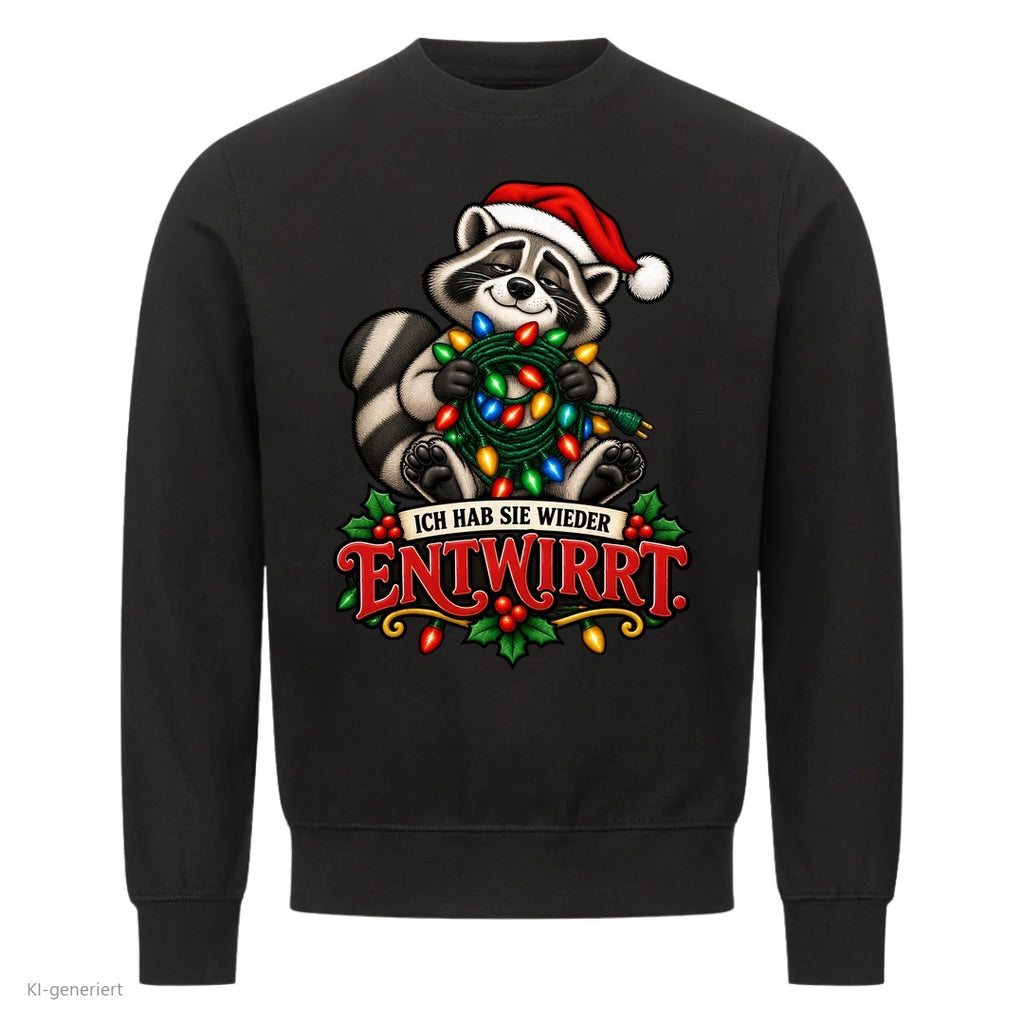 Partner Weihnachtspullover Waschbär: Ich hab sie wieder entwirrt - Sweatshirt in Schwarz