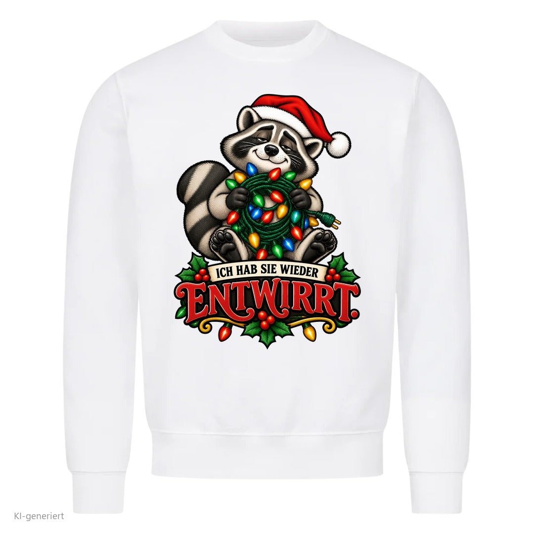 Partner Weihnachtspullover Waschbär: Ich hab sie wieder entwirrt - Sweatshirt in Weiß