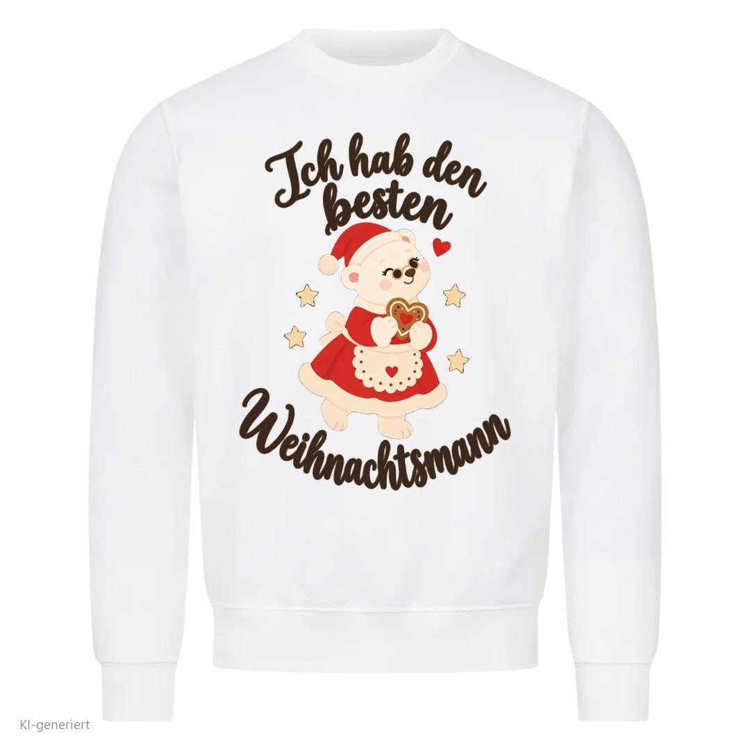 Partner Weihnachtspullover Weihnachtsmann: Ich hab den besten Weihnachtsmann - Sweatshirt in Weiß