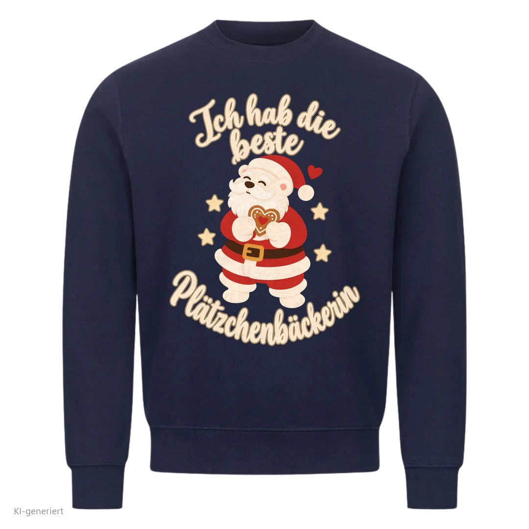 Partner Weihnachtspullover Weihnachtsmann: Ich hab die beste Plätzchenbäckerin - Sweatshirt in Navy
